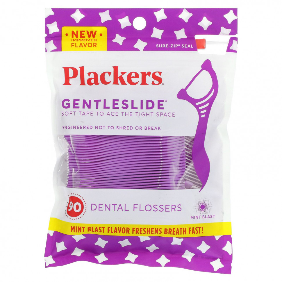 ������ ������ Plackers, Gentleslide, ���������� � �����, ����, 90 ��.  IHerb (������) ����