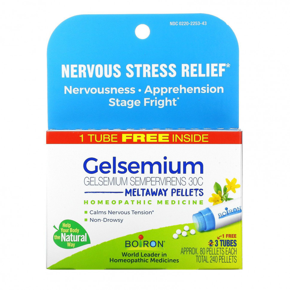 ������ ������ Boiron, Gelsemium, Nervous Stress Relief, Meltaway Pellets, 3 Tubes, Approx. 80 Pellets Each  IHerb (������) ����