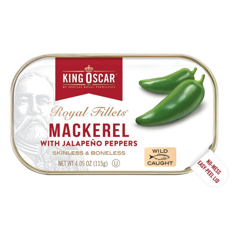 ������ ������ King Oscar, Royal Fillets, Mackerel With Jalapeno Peppers, 4.05 oz ( 115 g)  IHerb (������) ����