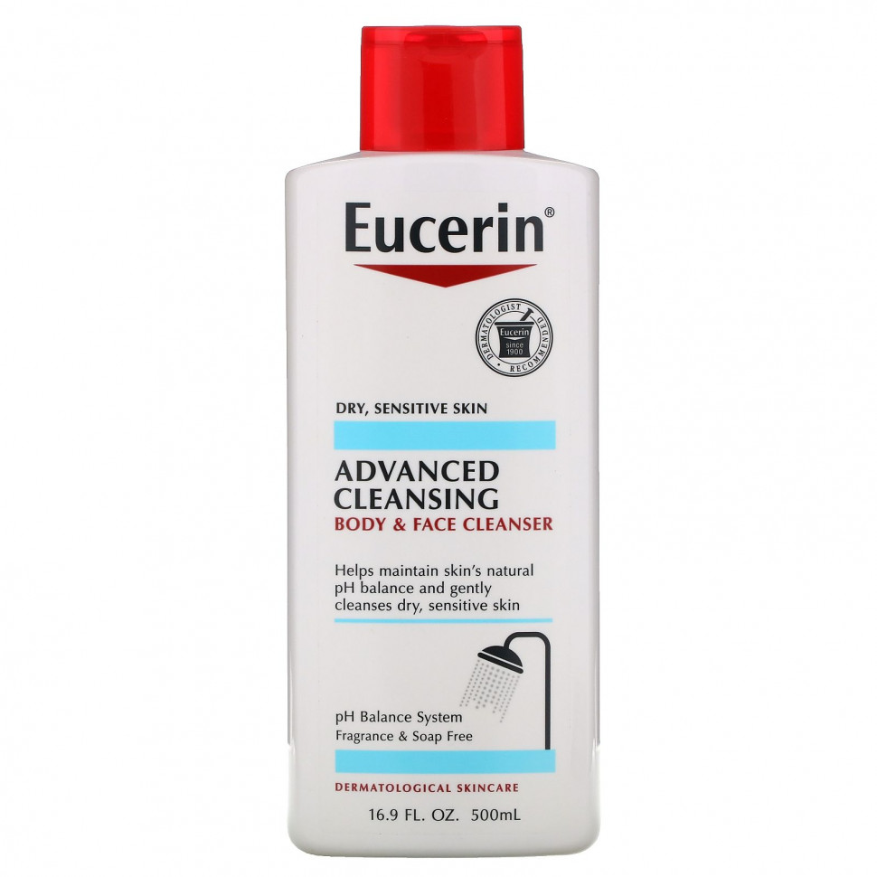 ������ ������ Eucerin, Advanced Cleansing, ��������� �������� ��� ���� � ����, ��� �������, 500 �� (16,9 ������ �����)  IHerb (������) ����