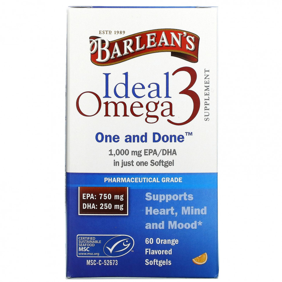 ������ ������ Barlean's, Ideal Omega 3, ��������, 1000 �� EPA / DHA, 60 ������ ��������  IHerb (������) ����