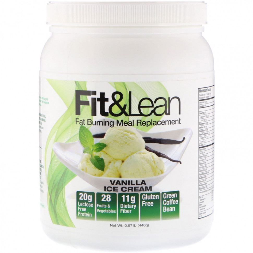 ������ ������ Fit & Lean, Fit & Lean, Fat Burning Meal Replacement, Vanilla Ice Cream, 0.97 lb (440 g)  IHerb (������) ����