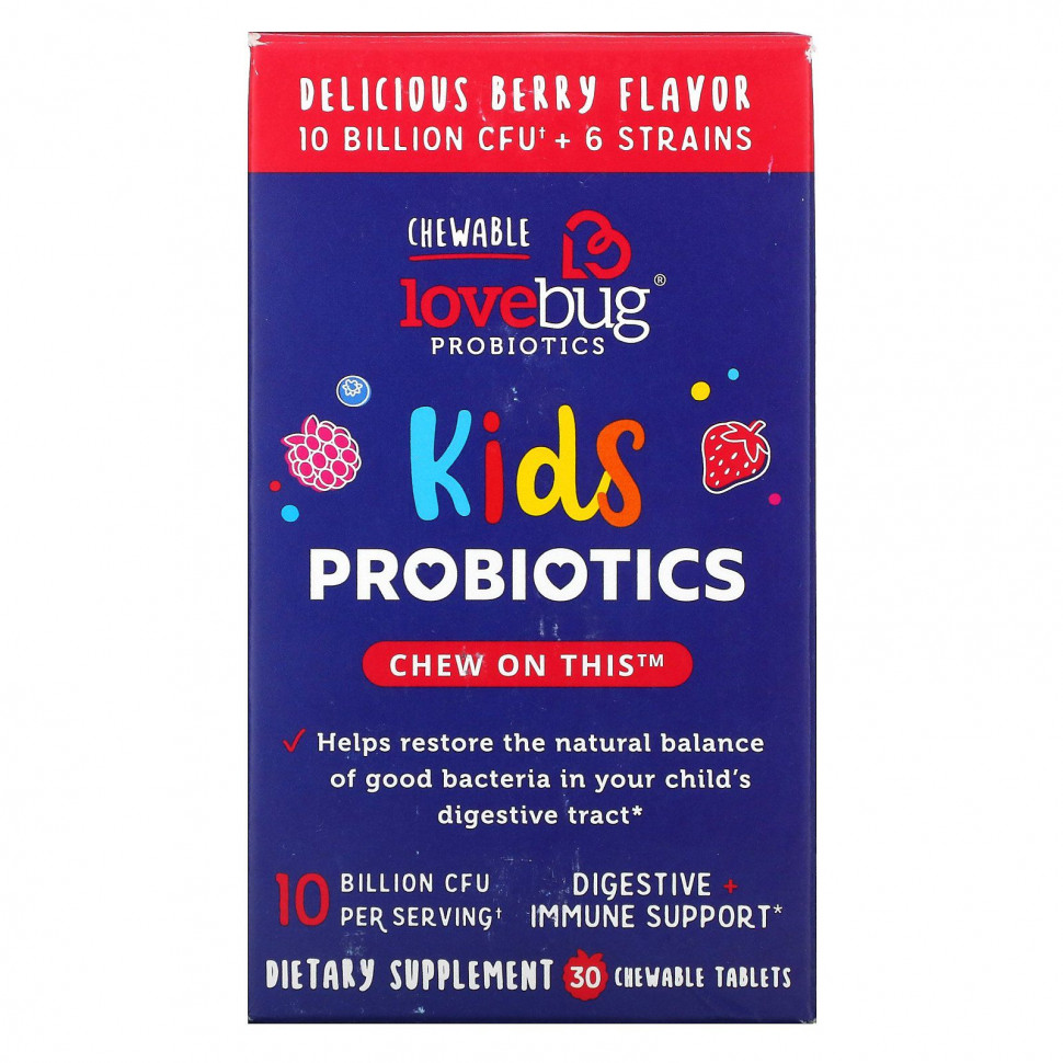 ������ ������ LoveBug Probiotics, ���������� ��� �����, � ������� ������, 10 ���� ���, 30 ����������� ��������  IHerb (������) ����