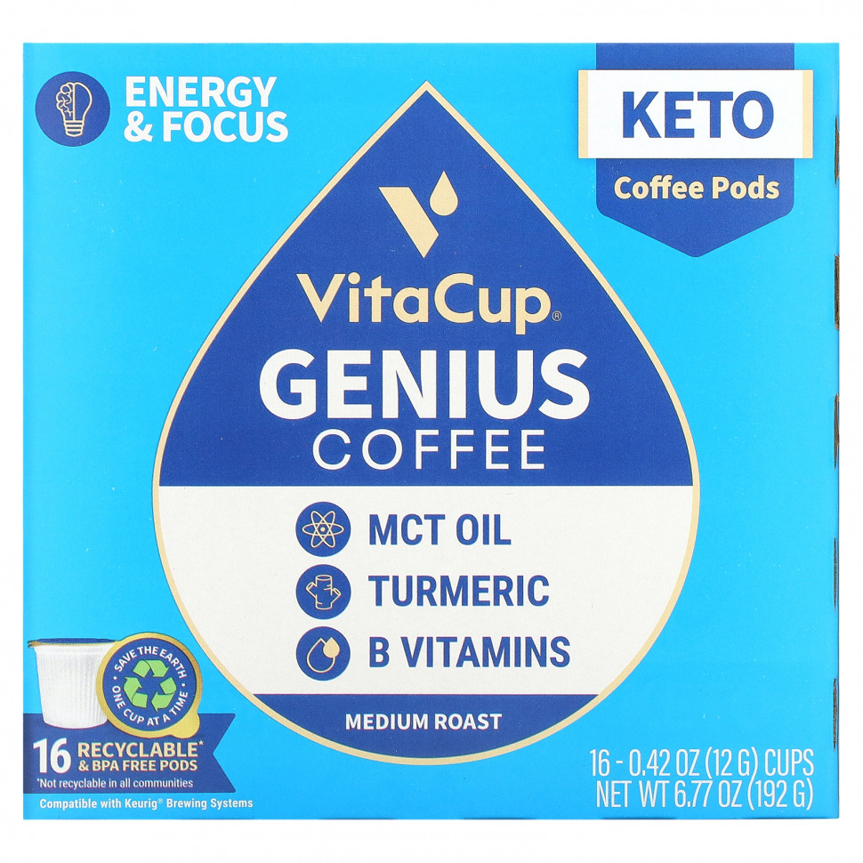 ������ ������ VitaCup, Genius Coffee, ������� �������, 16 ����� �� 12 � (0,42 �����)  IHerb (������) ����
