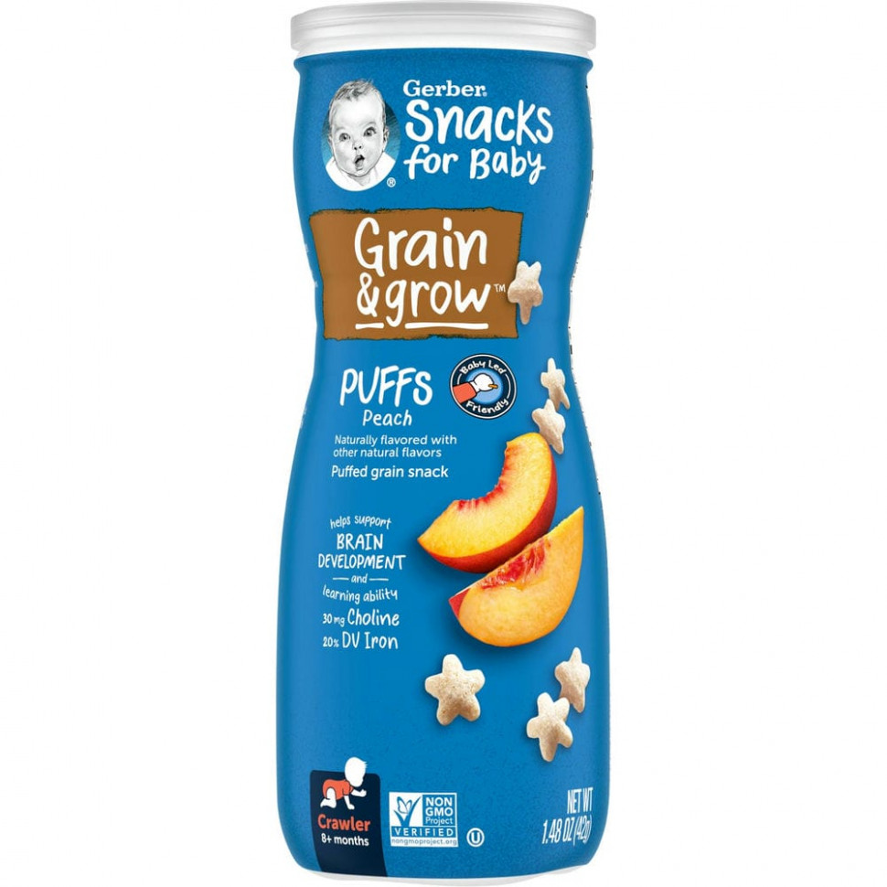 ������ ������ Gerber, Puffs, Puffed Grain Snack, 8+ Months, Peach, 1.48 oz (42 g)  IHerb (������) ����