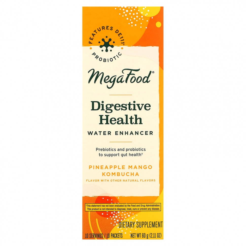 ������ ������ MegaFood, Digestive Health Water Enhancer, Pineapple Mango Kombucha, 10 Packets, 0.21 oz (6 g) Each  IHerb (������) ����