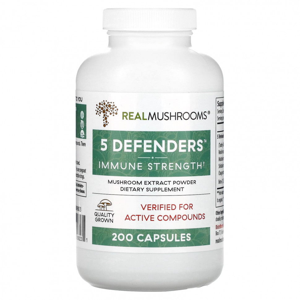 ������ ������ Real Mushrooms, 5 Defenders, ������� � ���������� ������, 200 ������  IHerb (������) ����