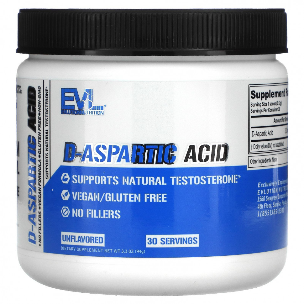 ������ ������ EVLution Nutrition, D-Aspartic Acid, Unflavored, 3.3 oz (94 g)  IHerb (������) ����