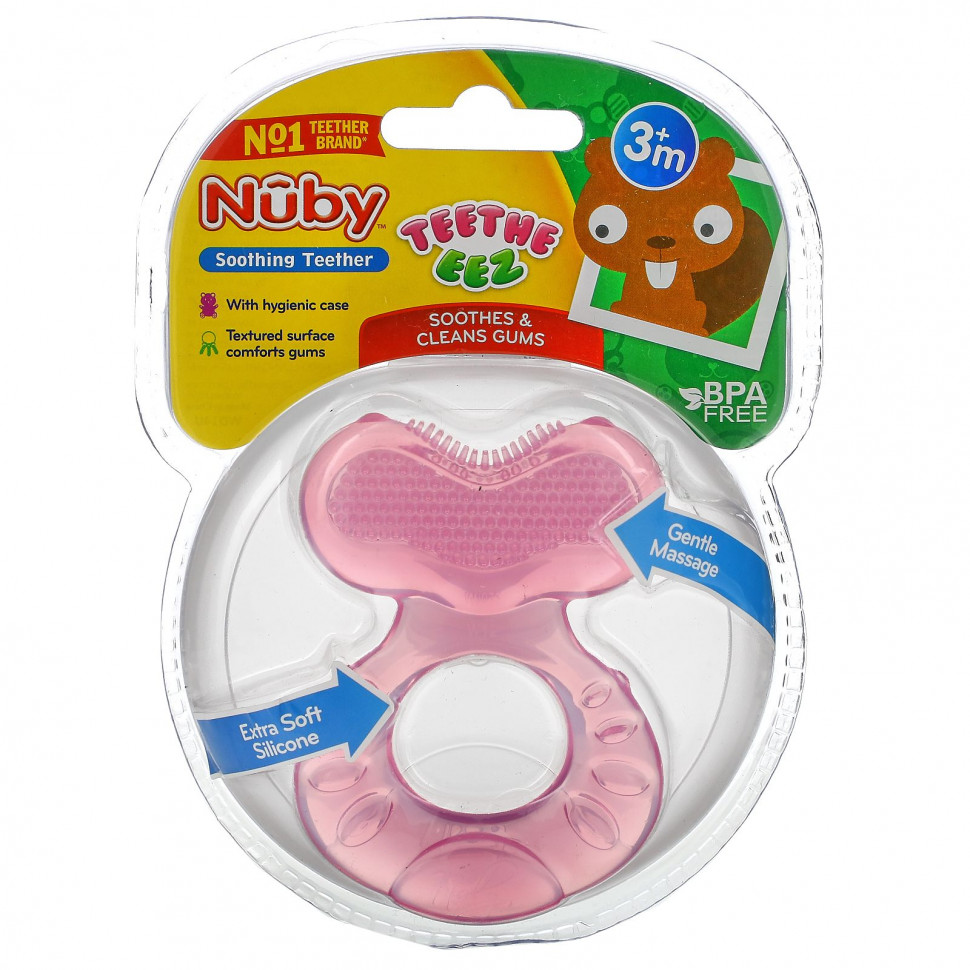 ������ ������ Nuby, Teethe Eez, Soothing Teether, Pink, 3+m, 2 Piece Set  IHerb (������) ����