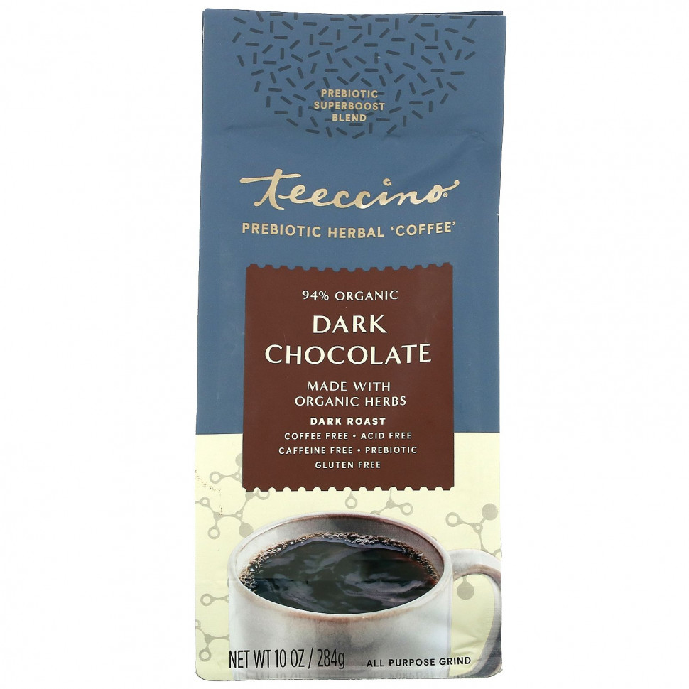 ������ ������ Teeccino, Prebiotic Herbal Coffee, Dark Roast, Caffeine Free, Dark Chocolate, 10 oz (284 g)  IHerb (������) ����