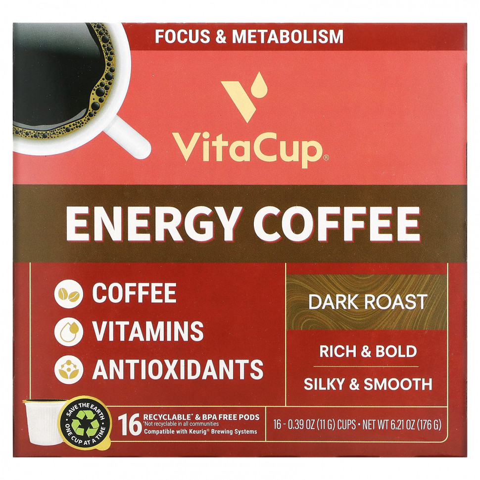 ������ ������ VitaCup, Energy Coffee, ������ �������, 16 ����� �� 11 � (0,39 �����)  IHerb (������) ����