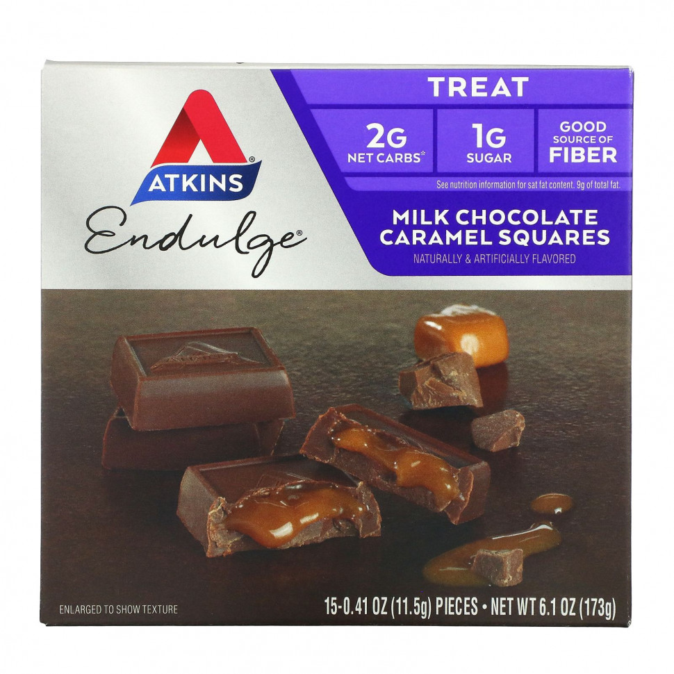 ������ ������ Atkins, Milk Chocolate Caramel Squares, 15 Pieces, 0.41 oz (11.5 g) Each  IHerb (������) ����