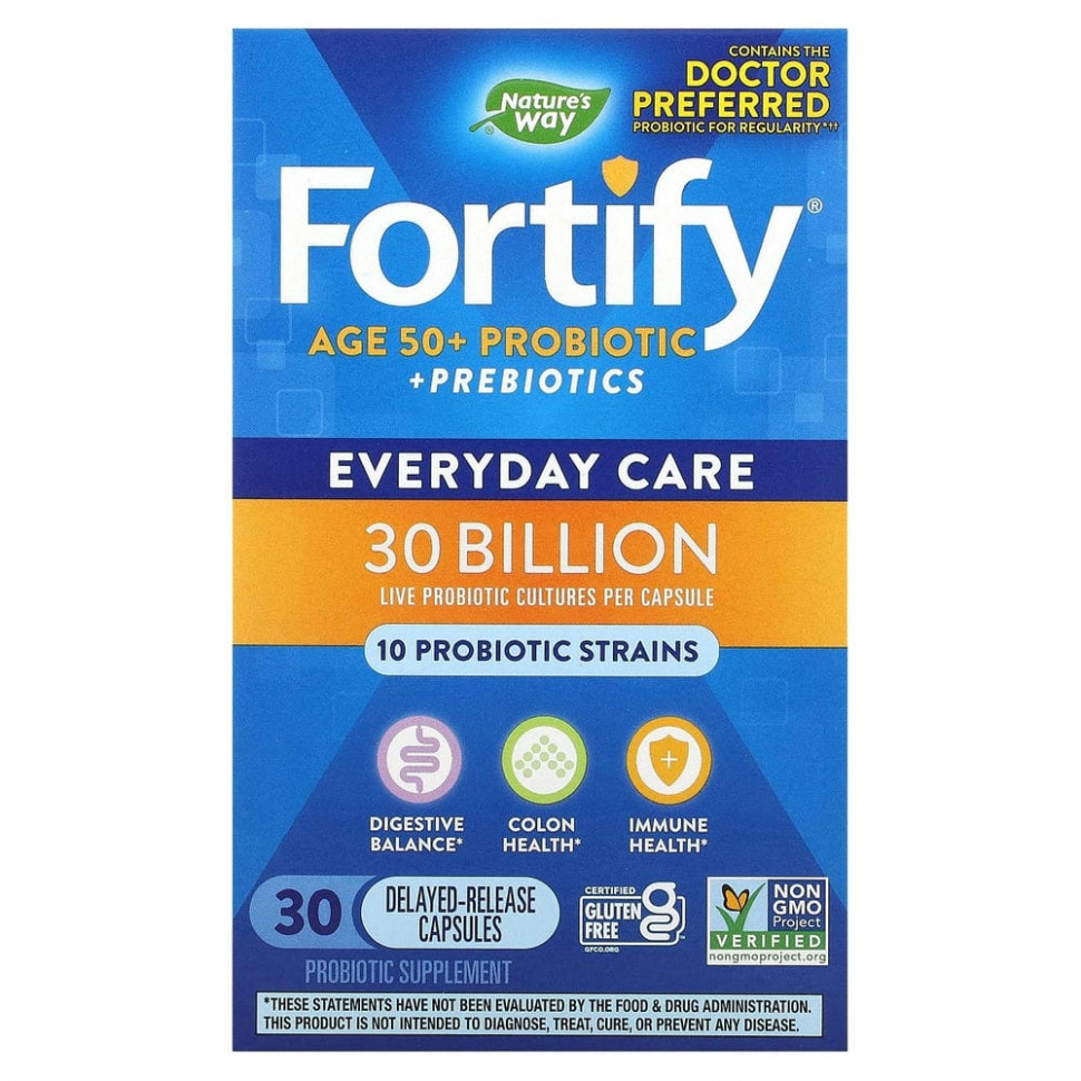 ������ ������ Nature's Way, Fortify, Age 50+ Probiotic + Prebiotics, Everyday Care, 30 Billion, 30 Delayed-Release Veg. Capsules  IHerb (������) ����