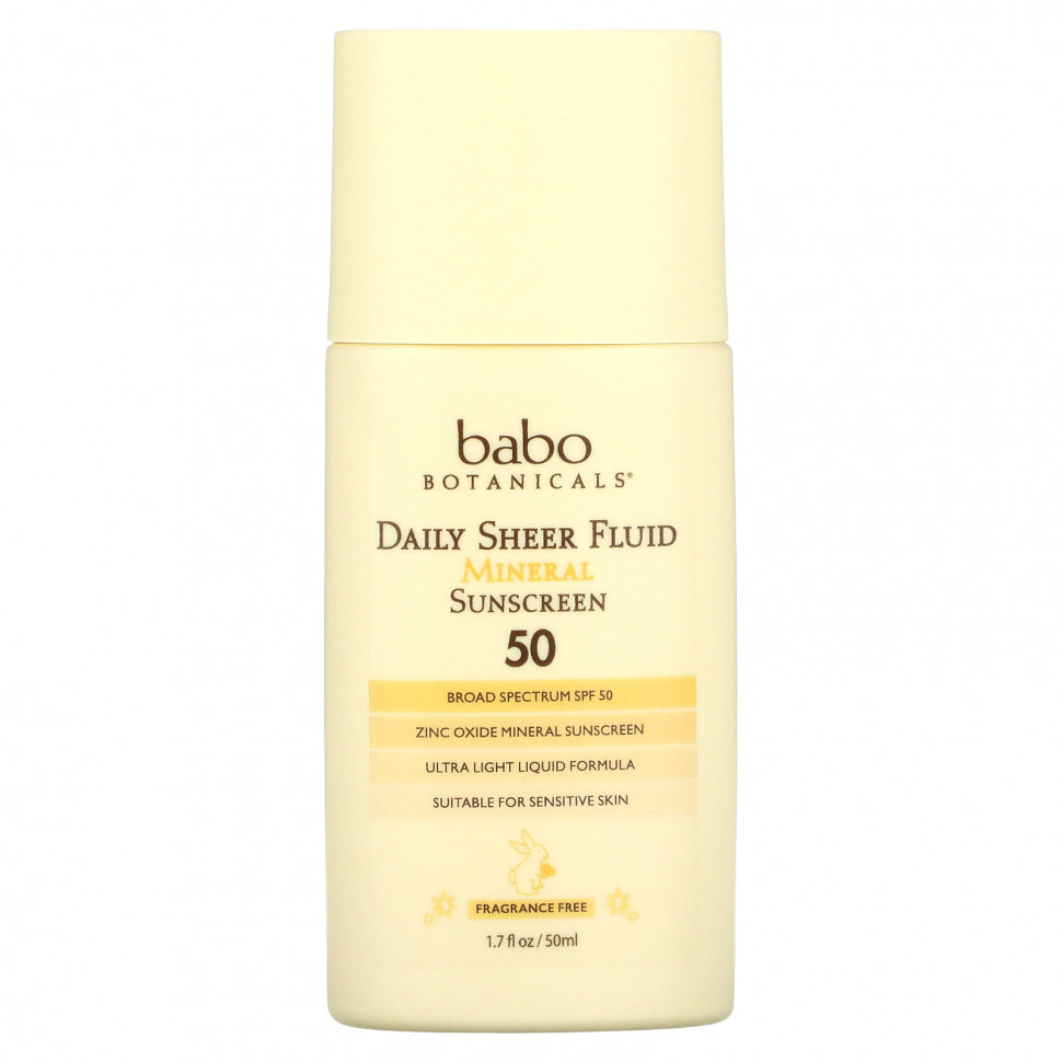 ������ ������ Babo Botanicals, Daily Sheer Fluid Mineral Sunscreen 50, ��� �������, 50 �� (1,7 ����. �����)  IHerb (������) ����