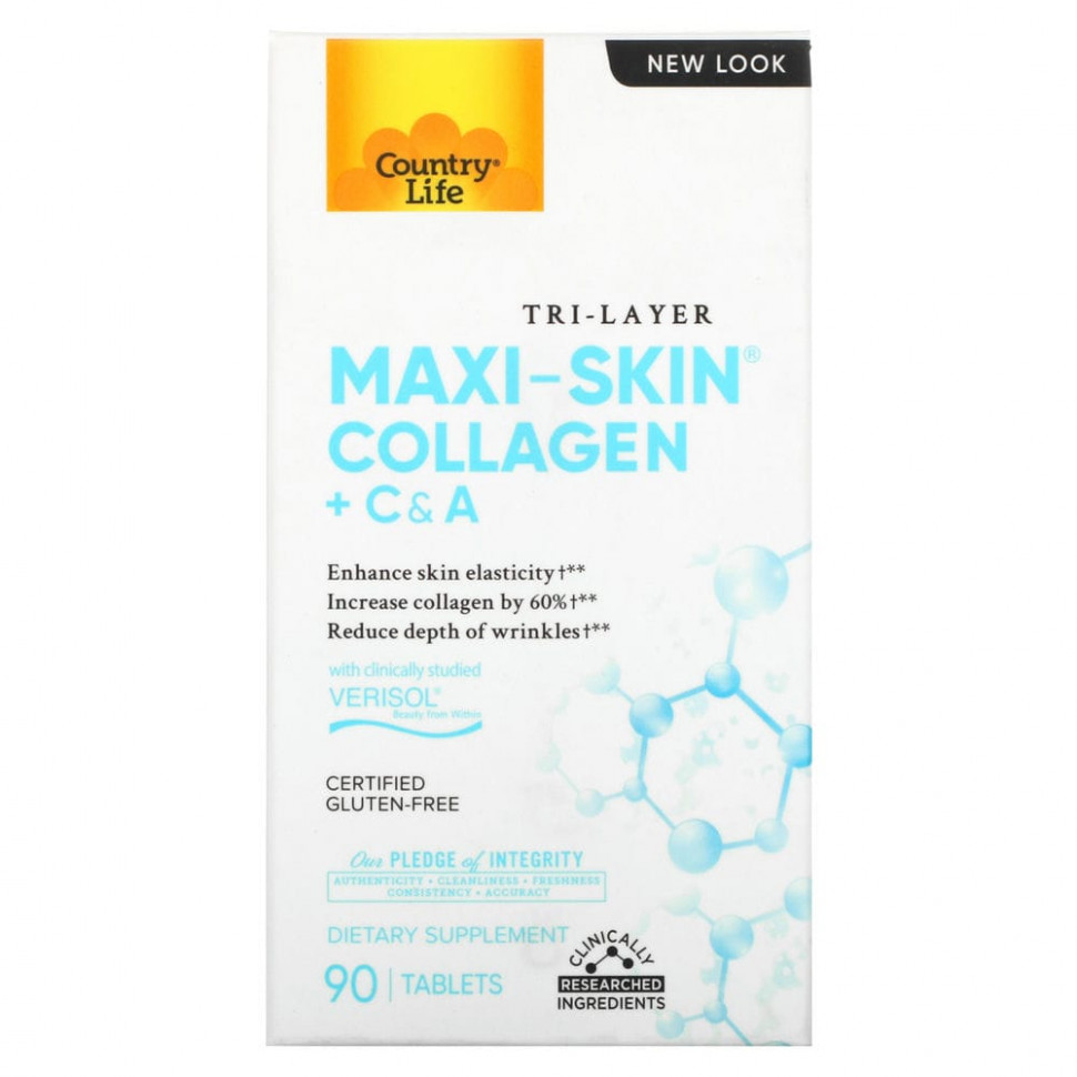 ������ ������ Country Life, Tri Layer Maxi-Skin Collagen, �������� � ���������� C � A, 90 ��������  IHerb (������) ����