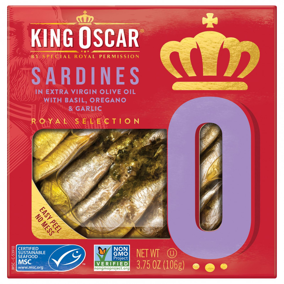 ������ ������ King Oscar, Sardines In Extra Virgin Olive Oil with Basil, Oregano & Garlic, 3.75 oz ( 106 g)  IHerb (������) ����