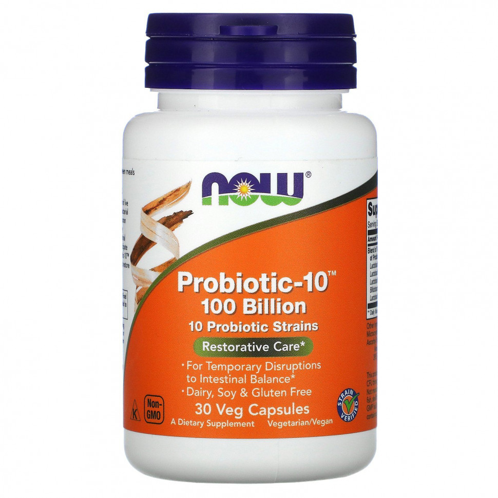 ������ ������ NOW Foods, Probiotic-10, ��������������, 100 ����., 30 �������������� ������  IHerb (������) ����