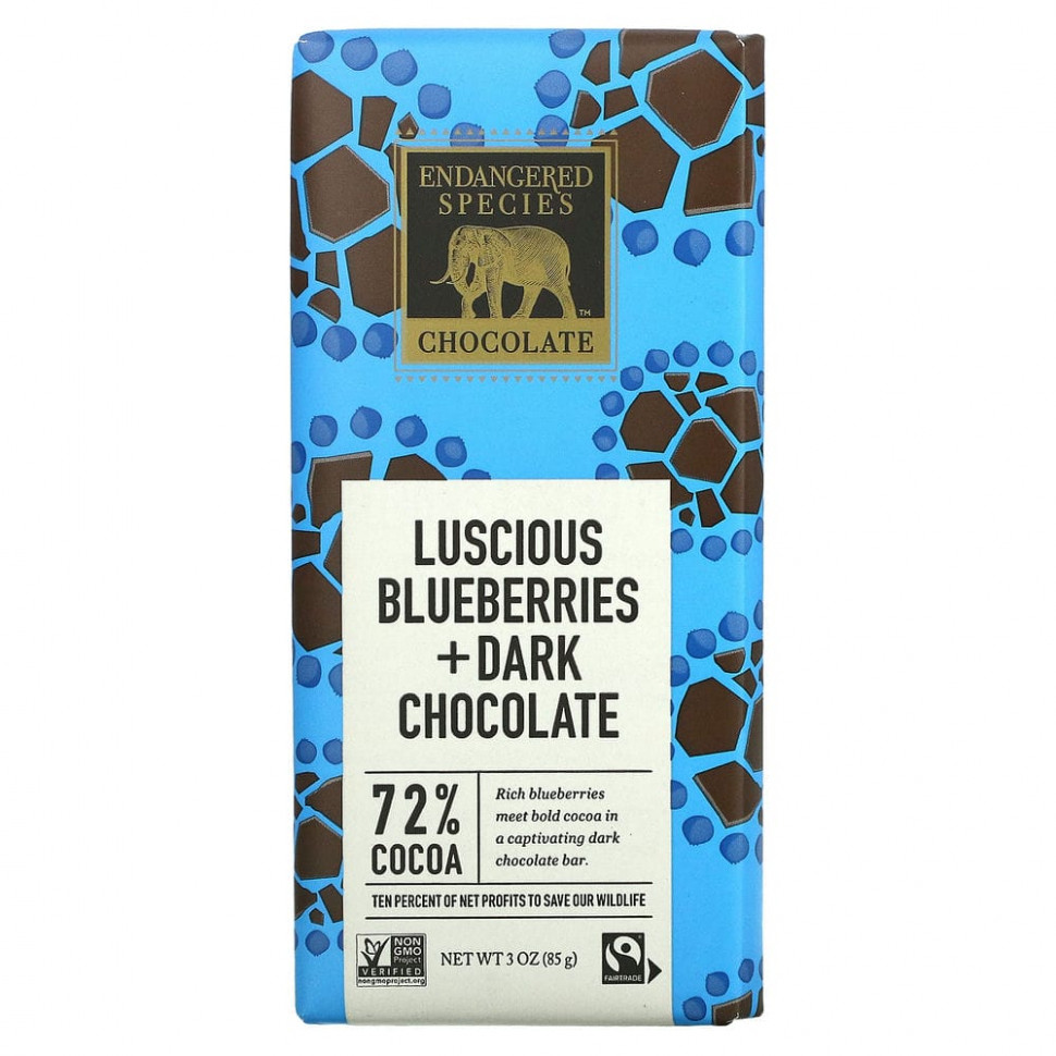 ������ ������ Endangered Species Chocolate, �������� � ������ ��������, 72 % �����, 85 � (3 �����)  IHerb (������) ����