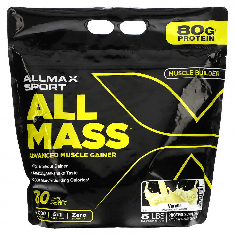 ������ ������ ALLMAX, Sport, All Mass, Advanced Muscle Gainer, Vanilla, 5 lbs, 2.27 kg (80 oz)  IHerb (������) ����