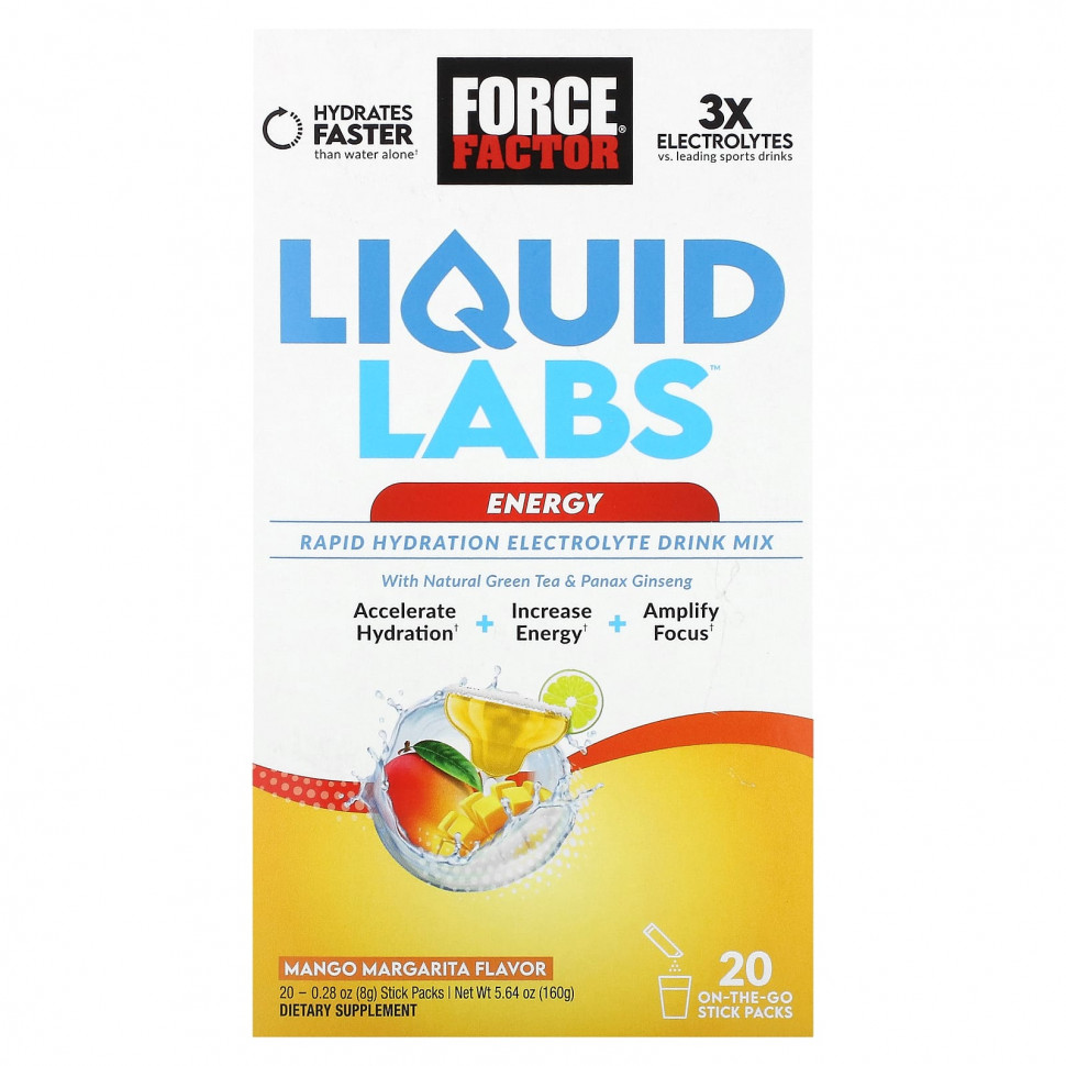 ������ ������ Force Factor, Liquid Labs, Energy, ����� � ���������, 20 ��������� �� 8 � (0,28 �����)  IHerb (������) ����