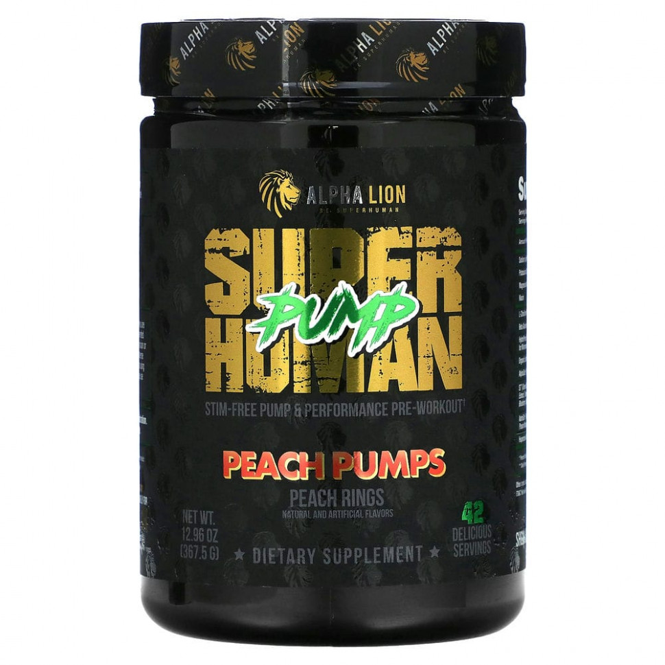 ������ ������ ALPHA LION, SuperHuman Pump, Peach Pumps, ���������� ������, 367,5 � (12,96 �����)  IHerb (������) ����