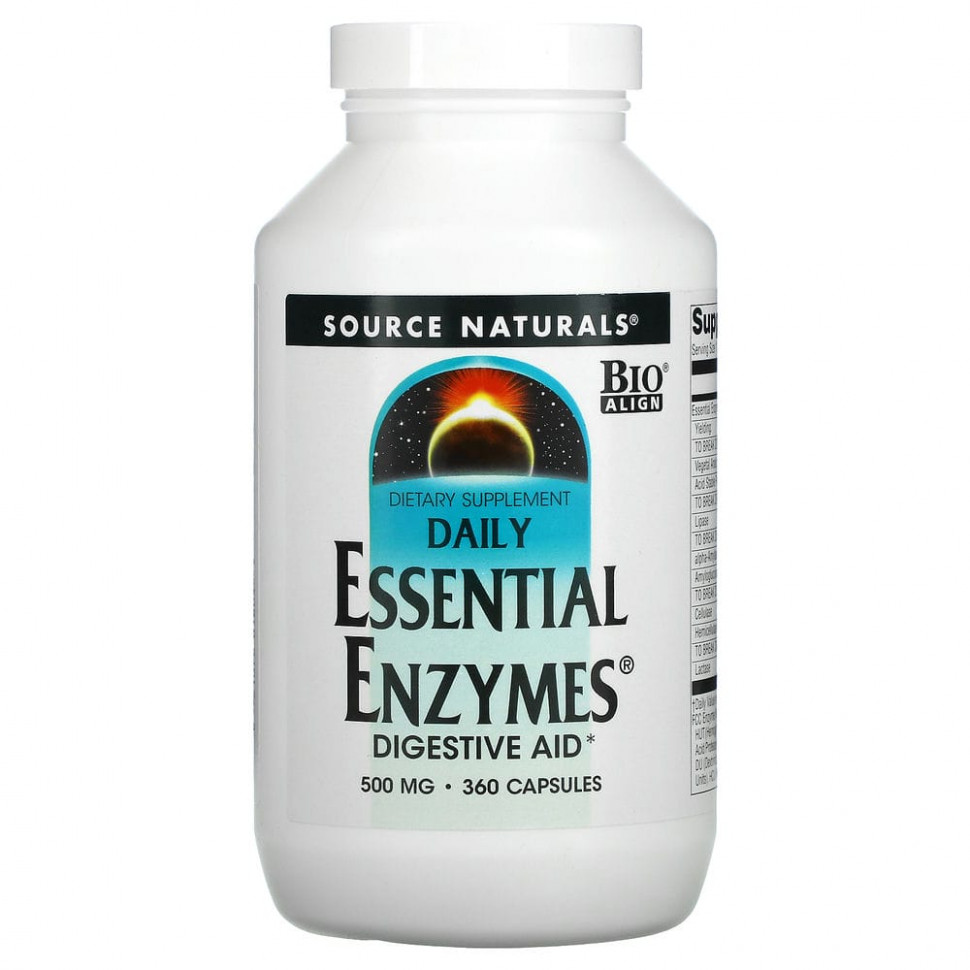 ������ ������ Source Naturals, Daily Essential Enzymes, ��������������� �������� ��� ����������� �������������, 500 ��, 360 ������  IHerb (������) ����