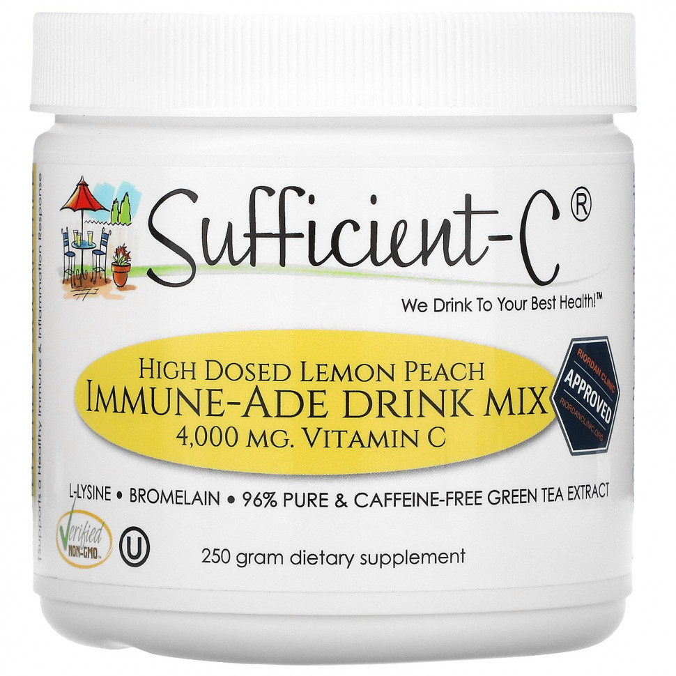 ������ ������ Sufficient C, High Dosed Immune-Ade Drink Mix, Lemon Peach , 4,000 mg , 250 g  IHerb (������) ����