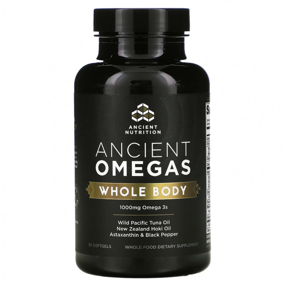 ������ ������ Dr. Axe / Ancient Nutrition, Ancient Omegas, ��� ����� ����, 1000 ��, 90 ������ ��������  IHerb (������) ����
