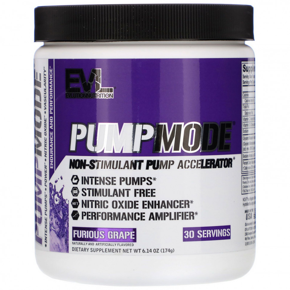 ������ ������ EVLution Nutrition, PumpMode, Non-Stimulant Pump Accelerator, �������� ��������, 174 � (6,14 �����)  IHerb (������) ����
