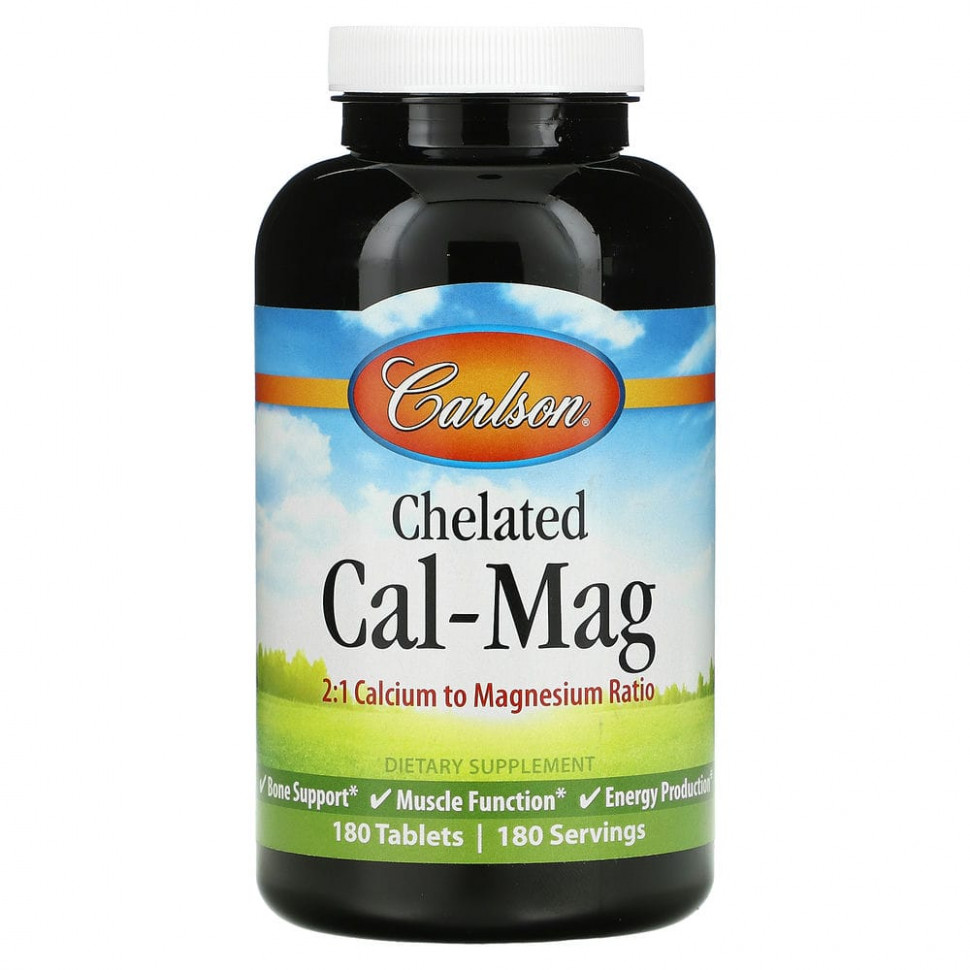 ������ ������ Carlson Labs, Chelated Cal-Mag, 180 ��������  IHerb (������) ����