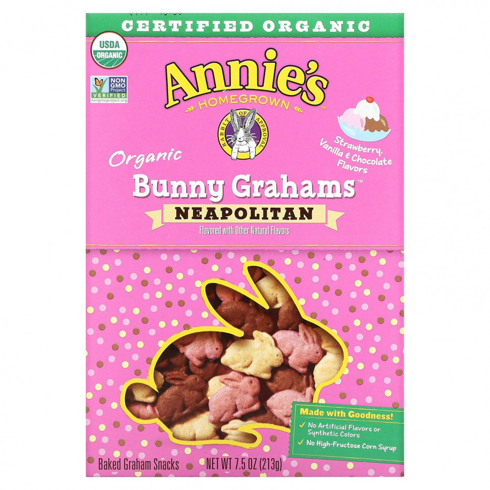 ������ ������ Annie's Homegrown, Organic Baked Bunny Graham Snacks, Neapolitan , 7.5 oz (213 g)  IHerb (������) ����