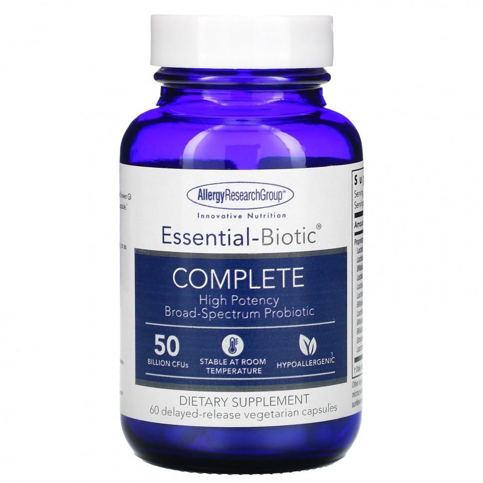 ������ ������ Allergy Research Group, Essential-Biotic Complete, 50 ���� ���, 60 �������������� ������ � ����������� ��������������  IHerb (������) ����