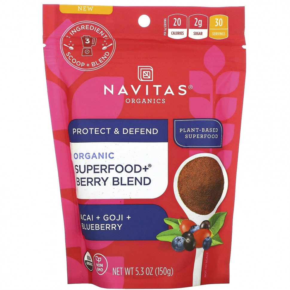 ������ ������ Navitas Organics, Organic Superfood + Berry Blend, Acai + Goji + Blueberry, 5.3 oz (150 g)  IHerb (������) ����