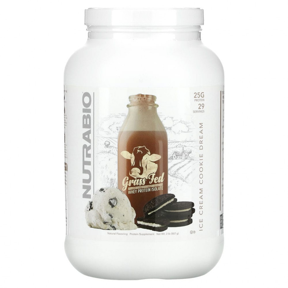 ������ ������ Nutrabio Labs, ������ ������������� �������� Grass Fed, Ice Cream Cookie Dream, 907 � (2 �����)  IHerb (������) ����