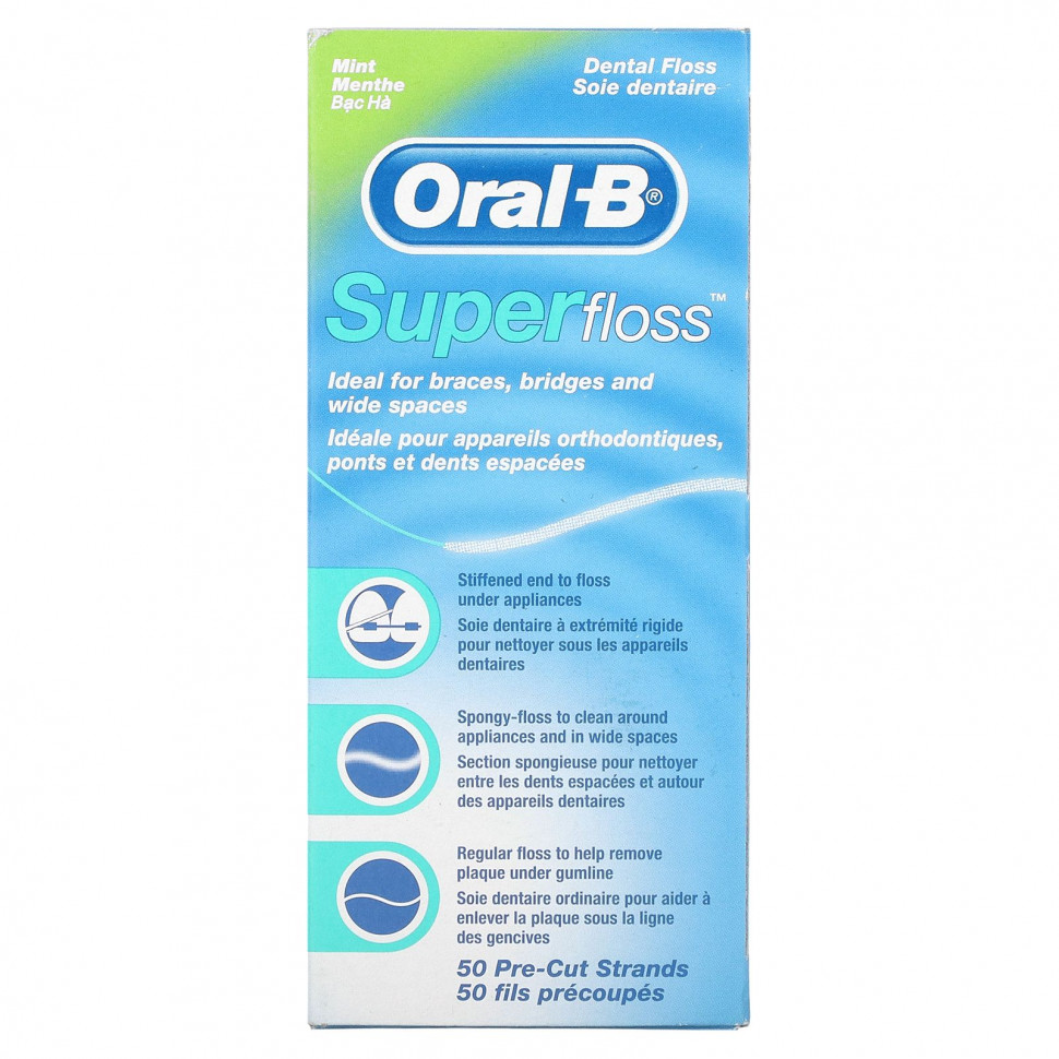 ������ ������ Oral-B, Super Floss, ����, 50 �������������� ���������� �����  IHerb (������) ����