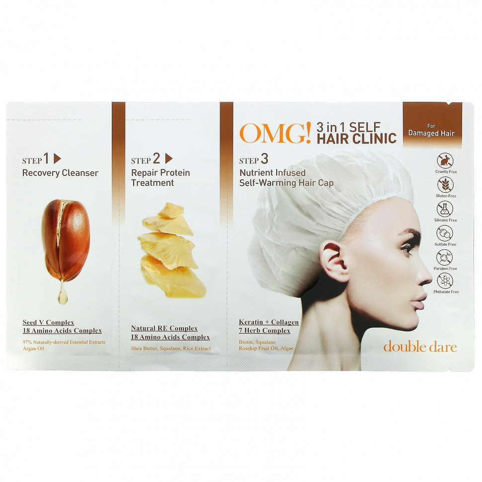 ������ ������ Double Dare, OMG! 3 in 1 Self Hair Clinic, For Damaged Hair, 3 Step Kit  IHerb (������) ����