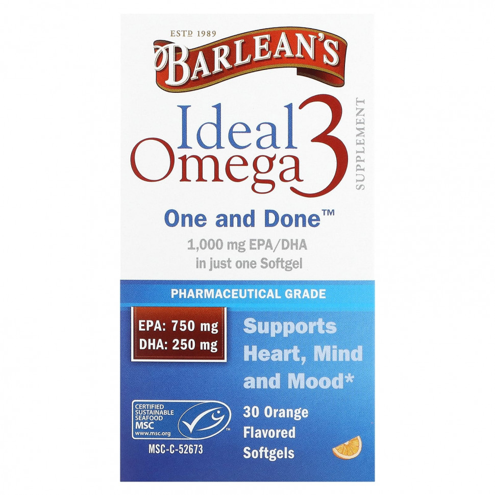 ������ ������ Barlean's, Ideal Omega 3, ��������, 30 ������ ��������  IHerb (������) ����