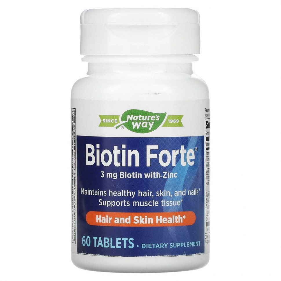 ������ ������ Nature's Way, Biotin Forte, ������ � ������, 3 ��, 60 ��������  IHerb (������) ����