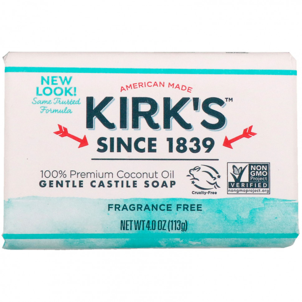 ������ ������ Kirk's, Gentle Castile Soap Bar, Fragrance Free, 4 oz (113 g)  IHerb (������) ����