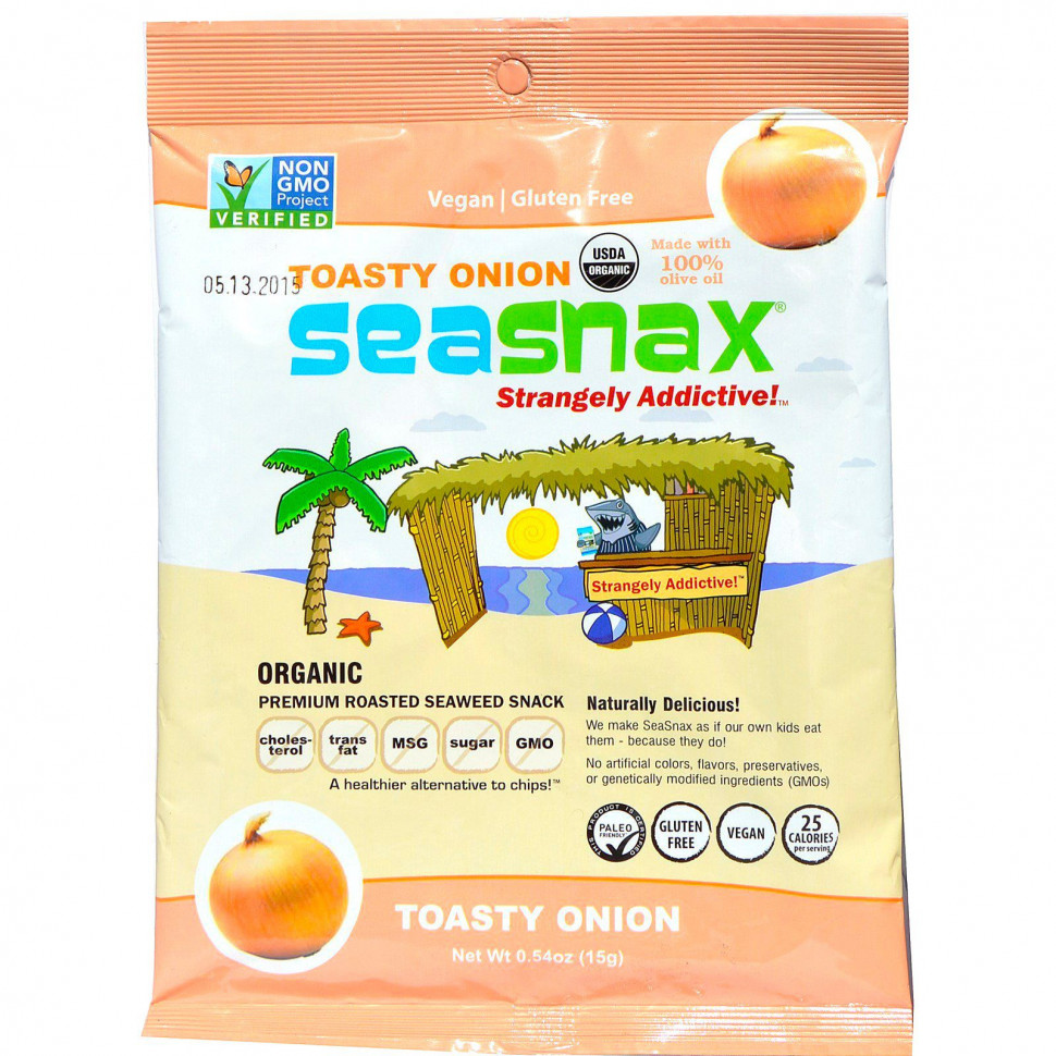 ������ ������ SeaSnax, Toasty Onion, Roasted Seaweed Snack, 5 sheets - .54 oz (15 g)  IHerb (������) ����