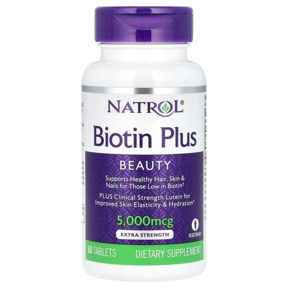 ������ ������ Natrol, Biotin Plus, ���������� �������������, 5000 ���, 60 ��������  IHerb (������) ����