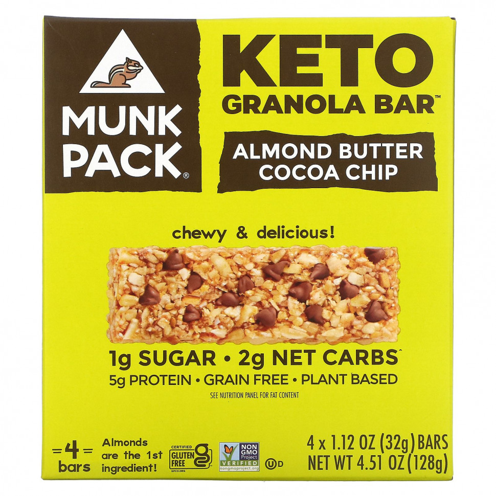 ������ ������ Munk Pack, Keto Granola, ��������� � ���������� ������ � �����, 4 ��������� �� 32 � (1,12 �����)  IHerb (������) ����