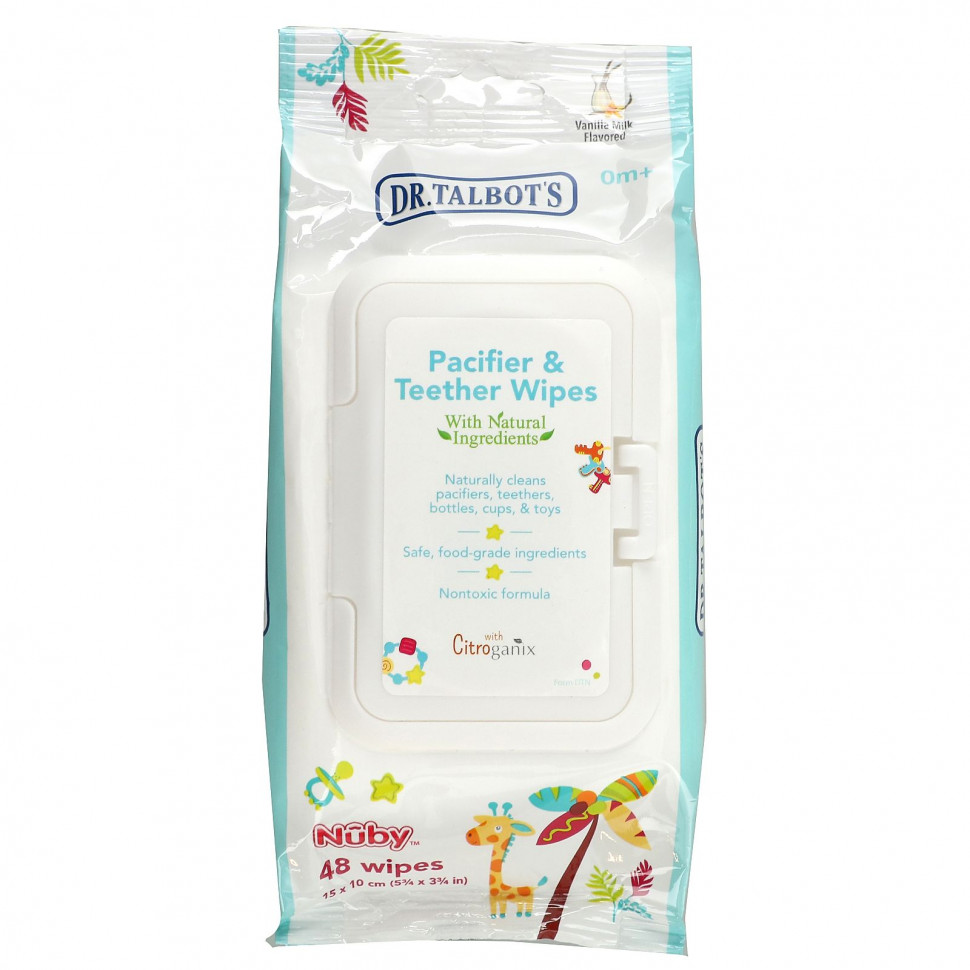  Dr. Talbot's, Pacifier & Teether Wipes, 0m +, Vanilla Milk Flavored, 48 Wipes    -     , -, 