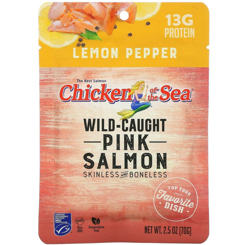 ������ ������ Chicken of the Sea, Wild-Caught Pink Salmon, Lemon Pepper, 2.5 oz ( 70 g)  IHerb (������) ����