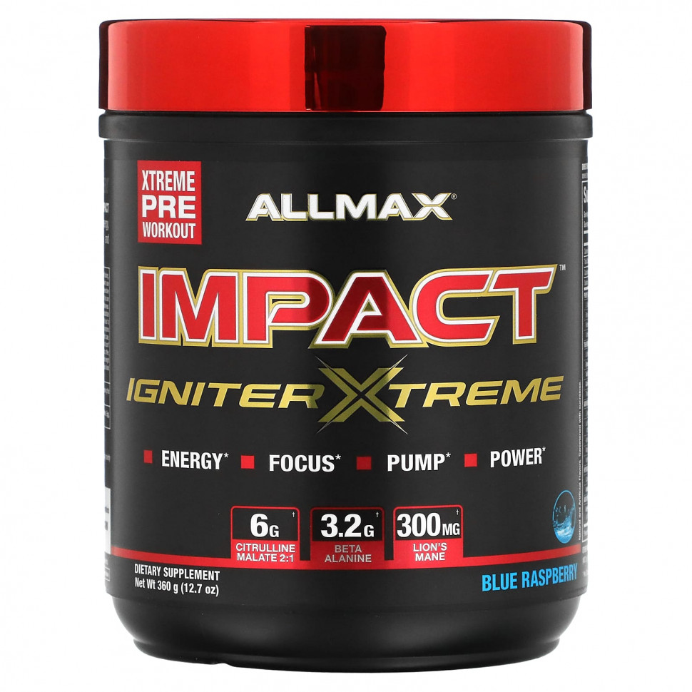 ������ ������ ALLMAX, IMPACT Igniter Xtreme, Pre-Workout, Blue Raspberry, 12.7 oz (360 g)  IHerb (������) ����