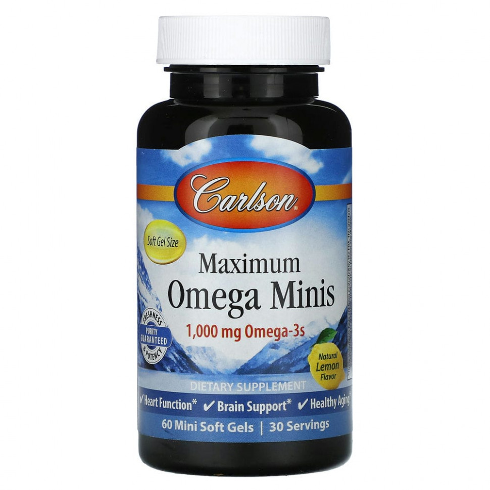 ������ ������ Carlson, Maximum Omega Minis, ����������� �����, 500 ��, 60 ������ ��������  IHerb (������) ����
