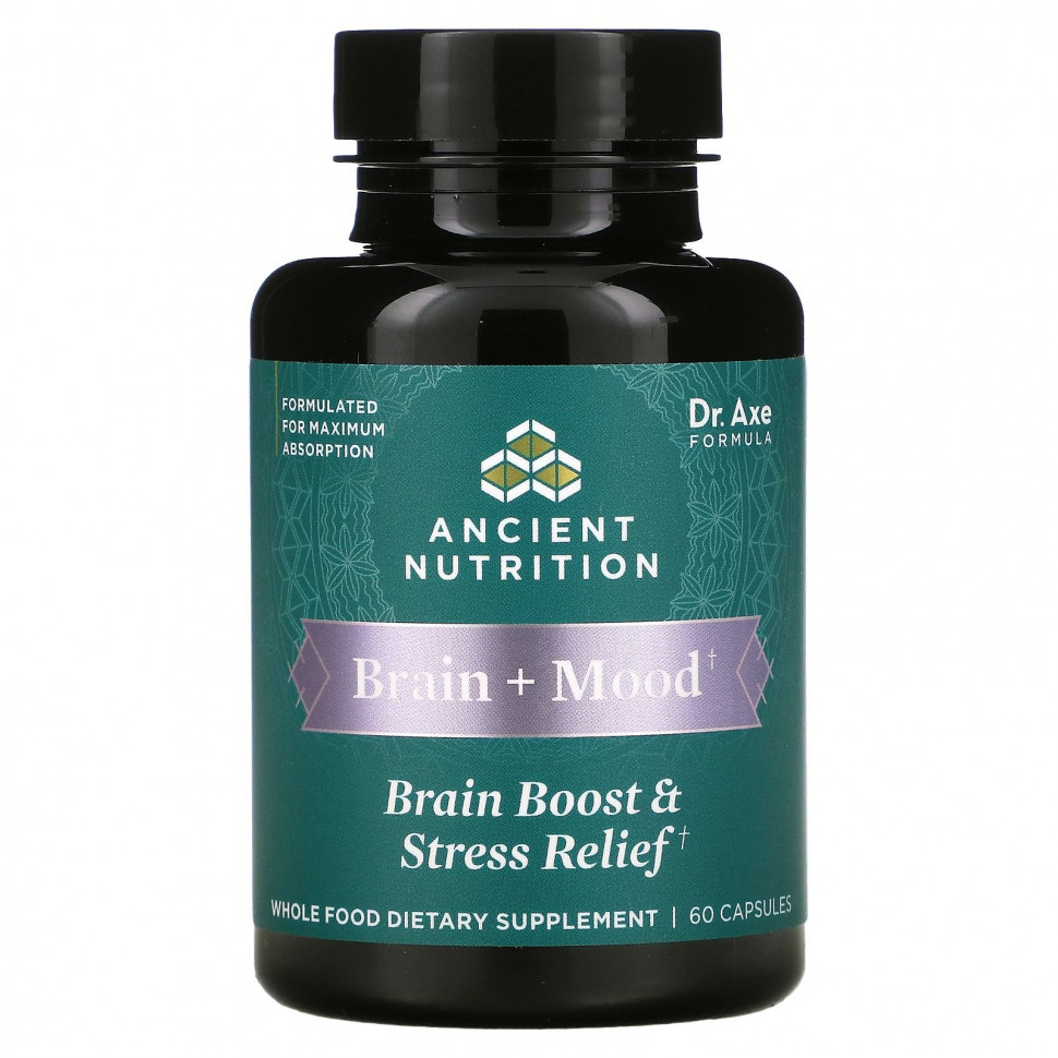 ������ ������ Dr. Axe / Ancient Nutrition, Brain + Mood, ��������� ����� � ������ �������, 60 ������  IHerb (������) ����