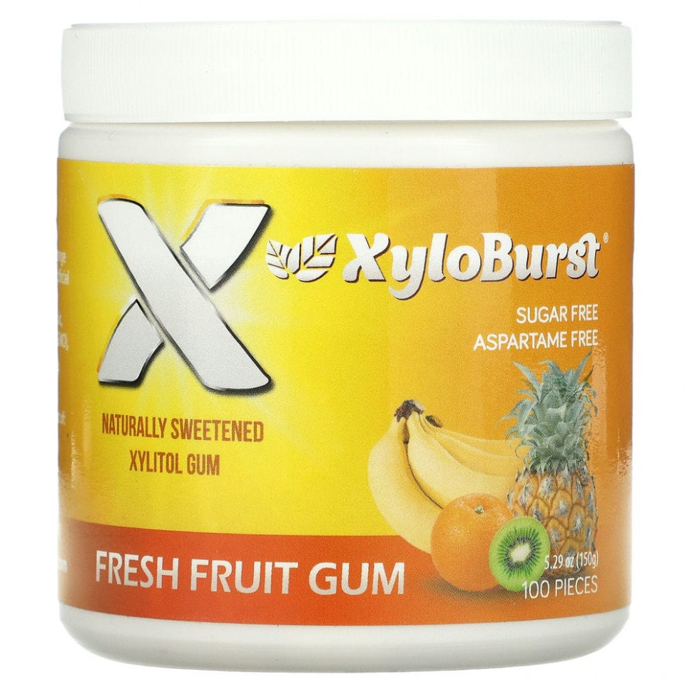 ������ ������ Xyloburst, Xylitol Chewing Gum, Fresh Fruit , 5.29 oz (150 g), 100 Pieces  IHerb (������) ����