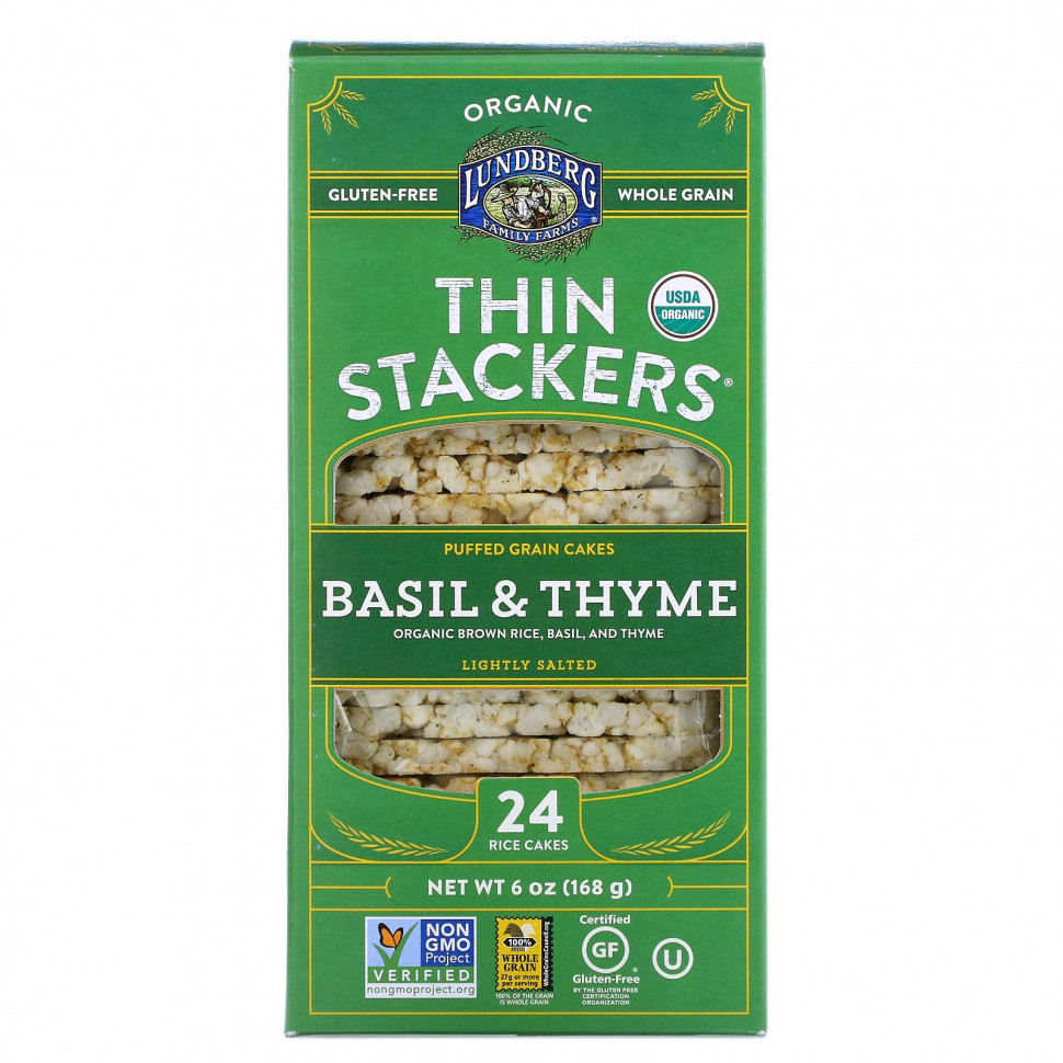 ������ ������ Lundberg, Organic Thin Stackers, ��������� �������� ������, ������� � ������, ������������, 24 ������� ������, 168 � (6 �����)  IHerb (������) ����