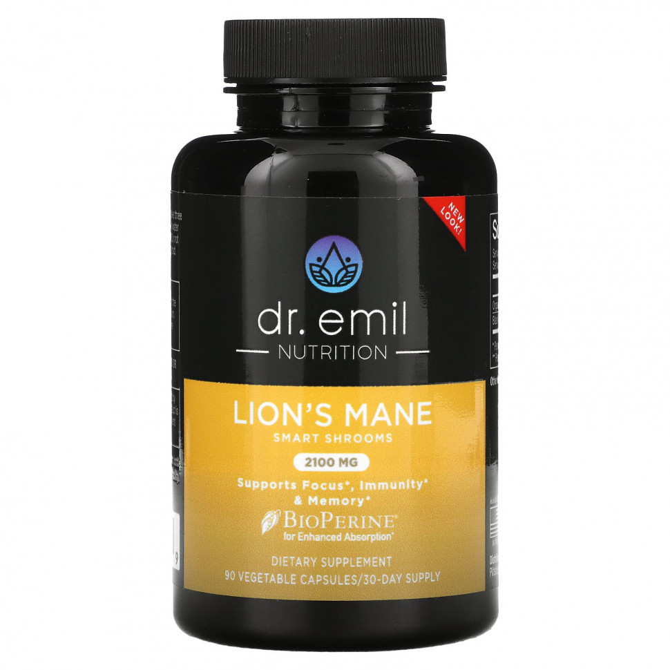 ������ ������ Dr Emil Nutrition, Lion's Mane Smart Shrooms, 2100 ��, 90 ������������ ������  IHerb (������) ����